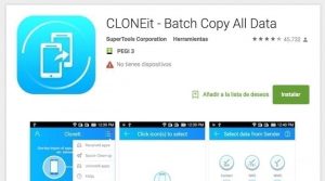 Para mover, por ejemplo, los contactos y número de teléfono entre dos móviles vamos a utilizar CLONEit, una aplicación para Android que puedes descargar gratis desde la Google Play Store.